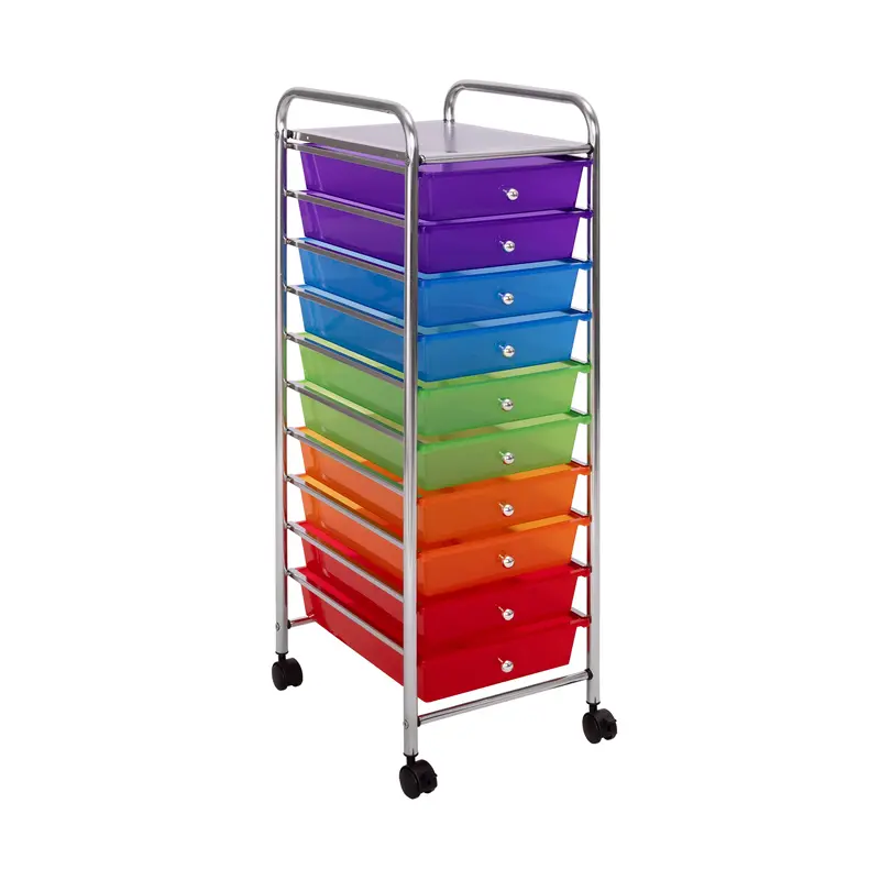 10-Drawer Organizer Cart, Translucent Multi-Color 1