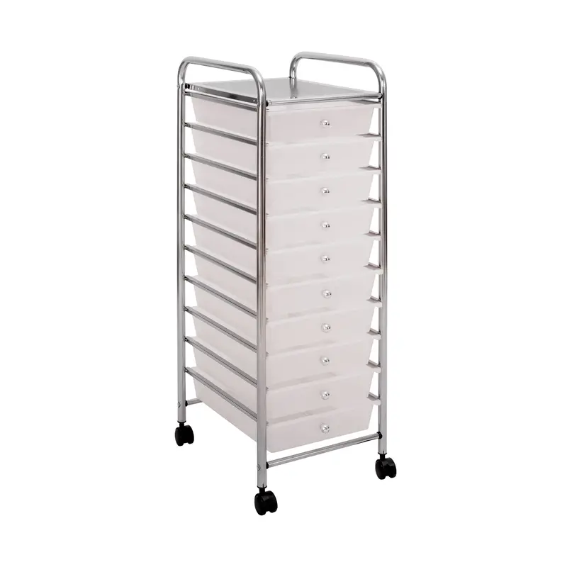10-Drawer Organizer Cart, White 1