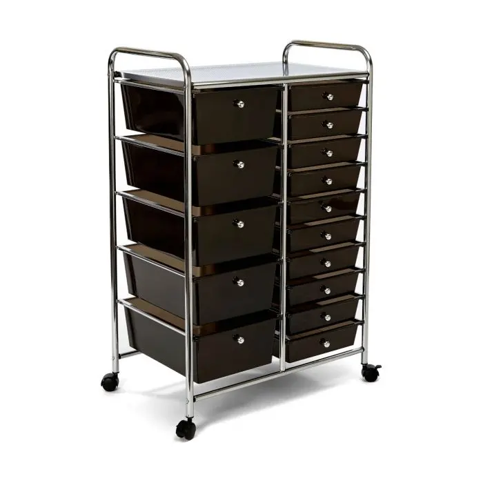 15-Drawer Rolling Organizer Cart, Black 1
