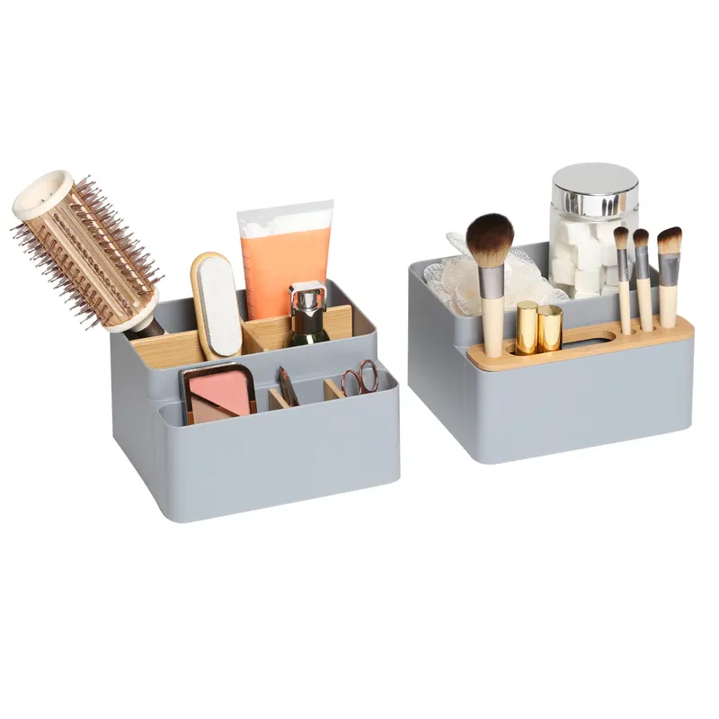 2-Piece Bamboo Caddy Set, Gray 1