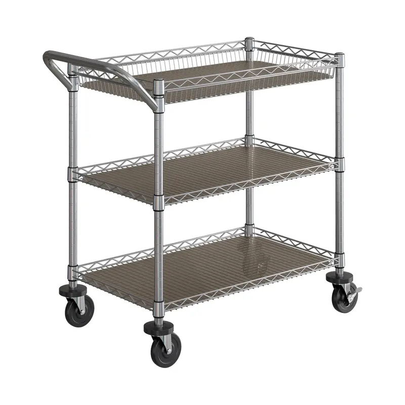3-Tier Nsf-Certified Utility Cart With Shelf Liners 1