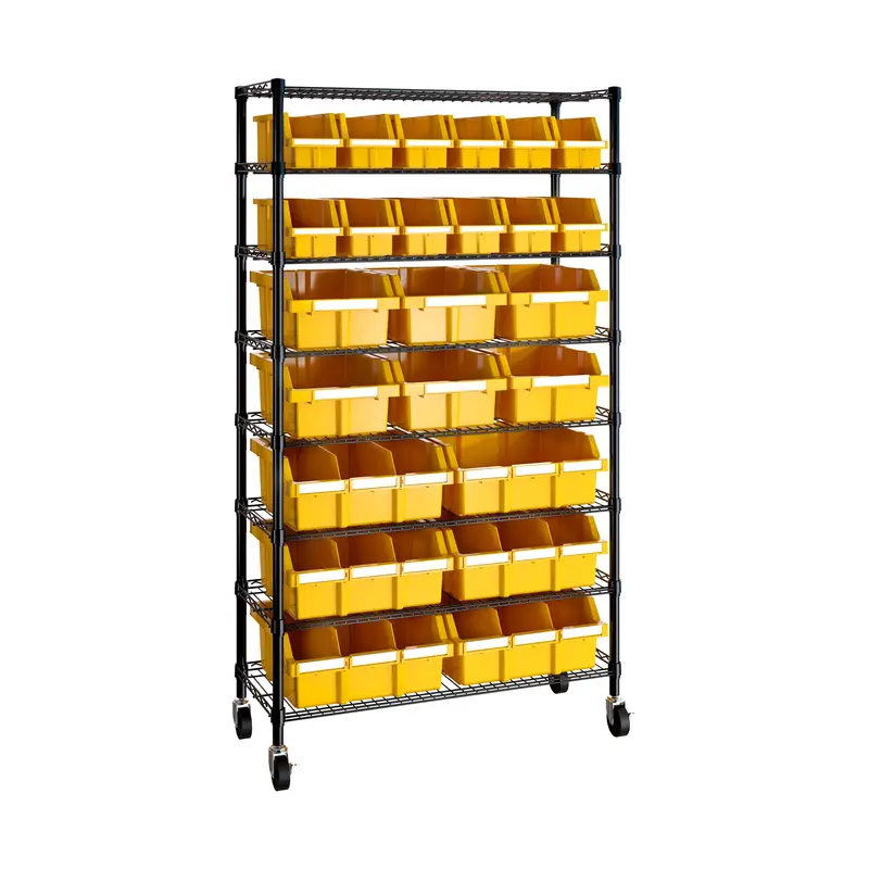 8-Tier Nsf-Certified 24-Bin Rack, Yellow 1