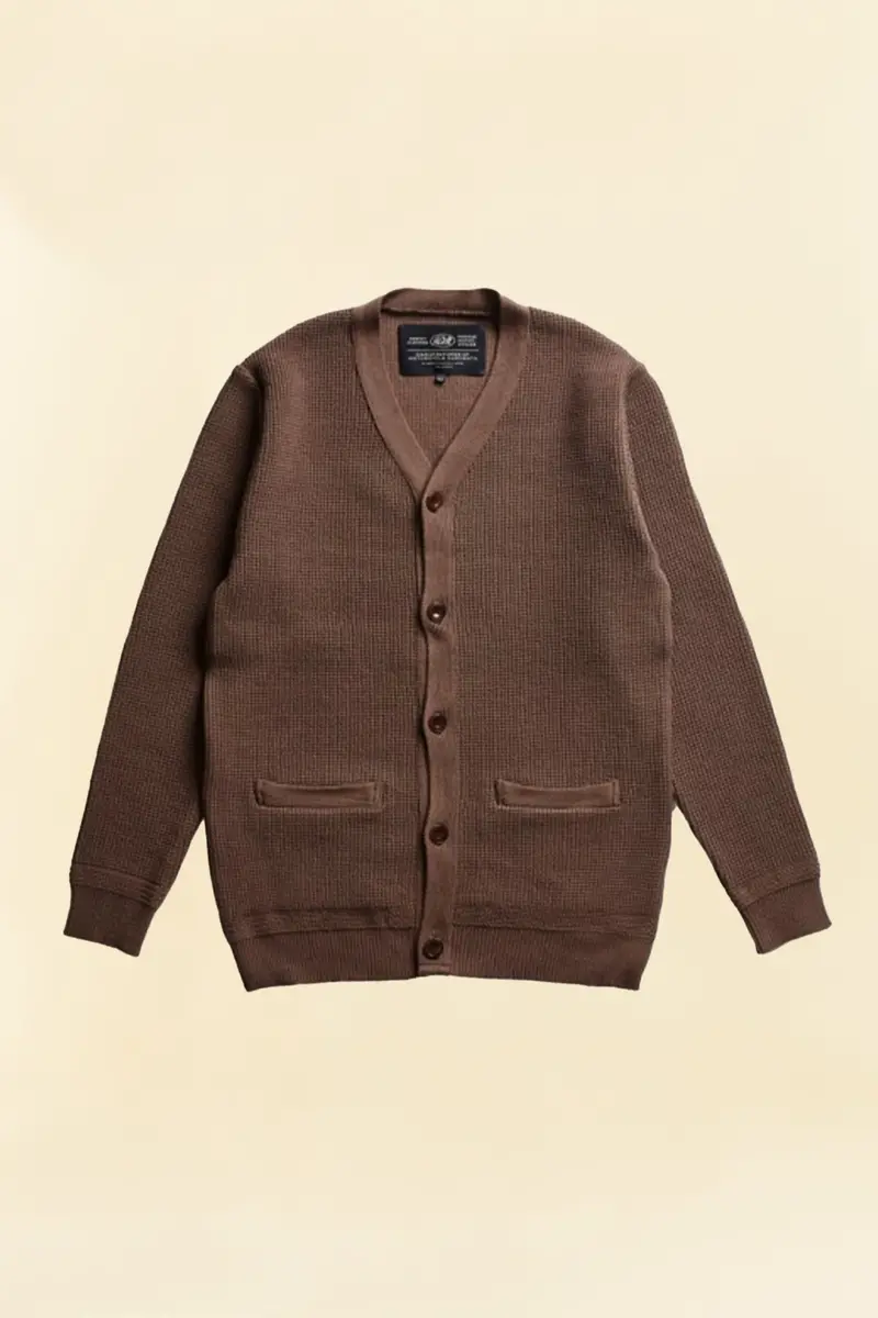 Addict Clothes Acvm Waffle Cotton Knit Cardigan - Walnut 1