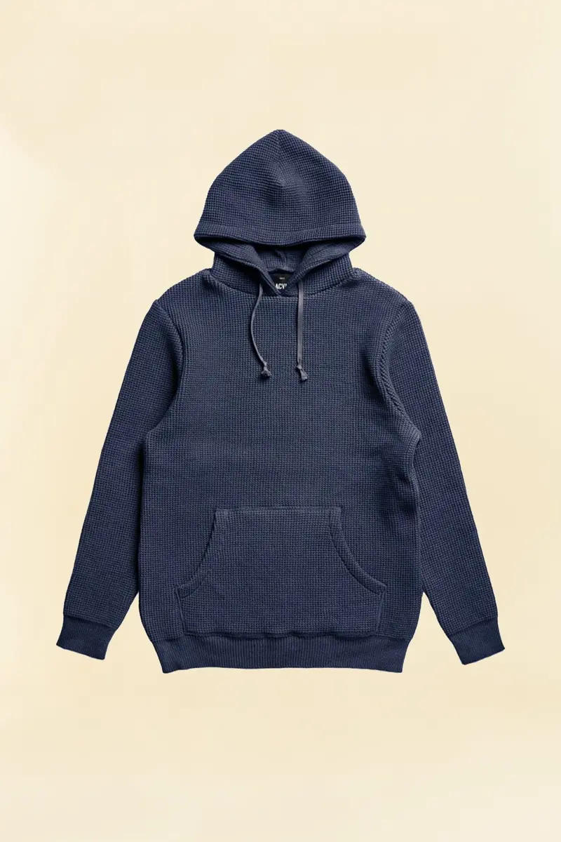 Addict Clothes Acvm Waffle Cotton Knit Hoodie  - Ink Blue 1