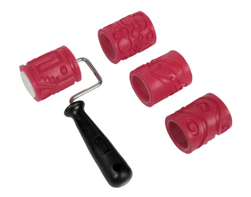 Amaco Textured Clay Rollers: 2" - 4 Sleeves 1 Handle 1