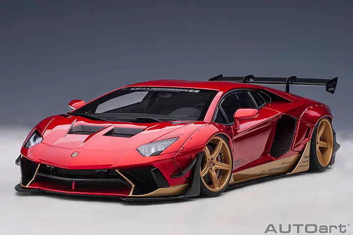 Autoart 1:18 Liberty Walk Lamborghini Aventador Limited Edition In Hyper Red With Gold Accents 1
