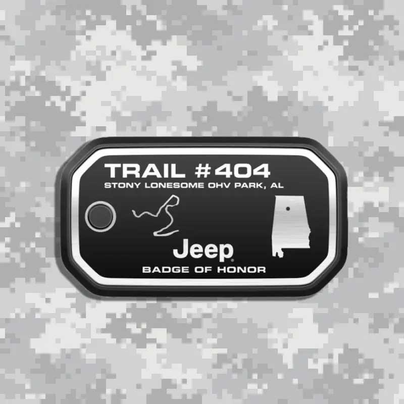 Badge Of Honor バッジオブオナー Alabama Stony Lonesome Ohv Park Trail #404 アラバマ ストーニー・ロンソム・オフハイウェイ・ビークル・パーク アメリカ 本国 ジープバッジ 1