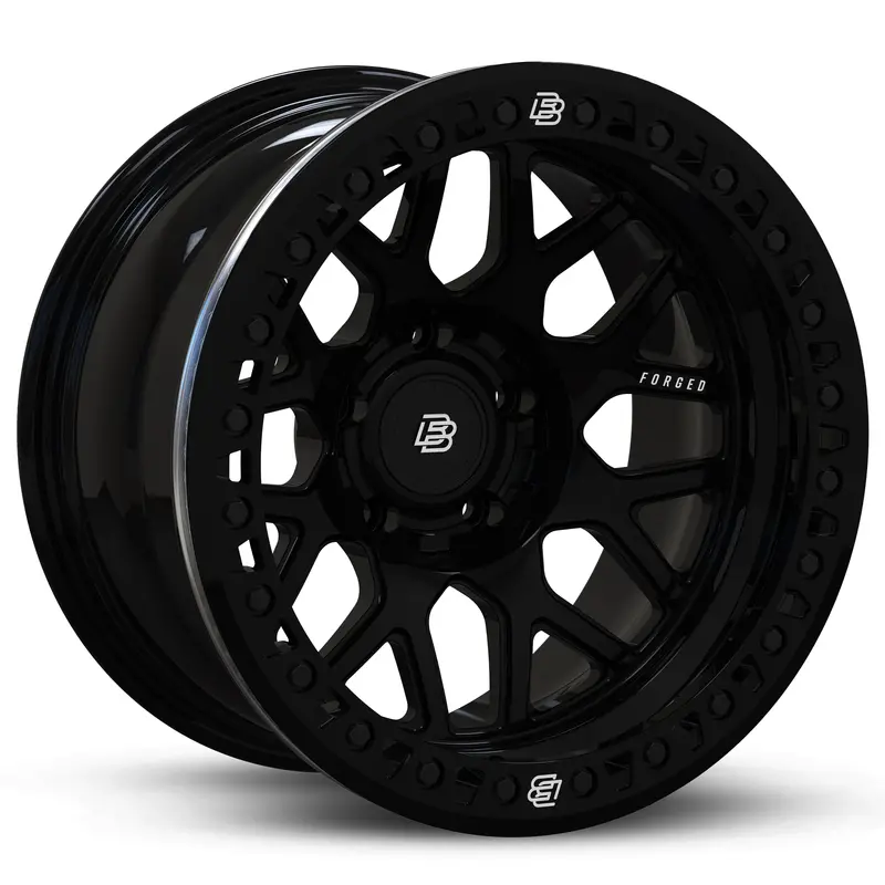Baja Built バハビルト Lite Brite Outlaw Forged Beadlock | Glossy Black (Black Ring & Black Bolts) フォージド鍛造ホイール 1