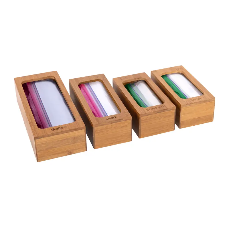 Bamboo Food Storage Bag Holder (Set Of 4) 1