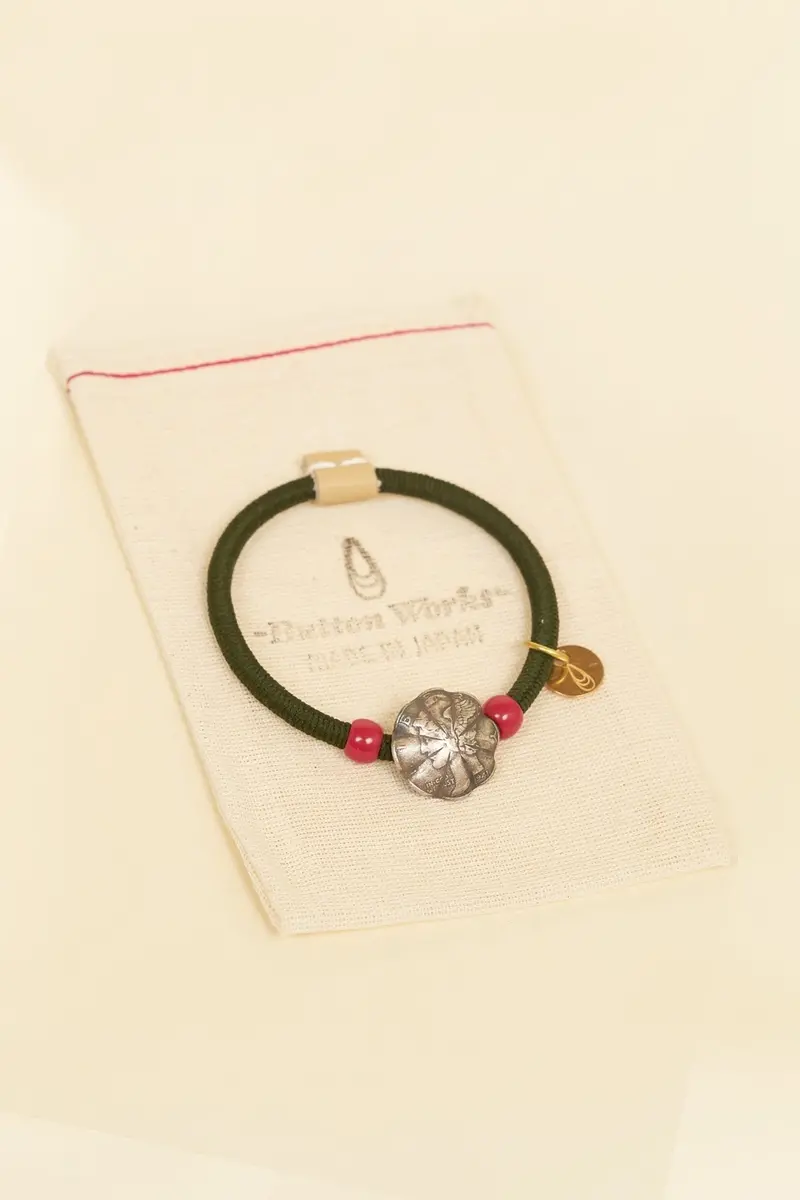 Button Works Mercury Dime Concho Bracelet Gum - Olive & Red 1