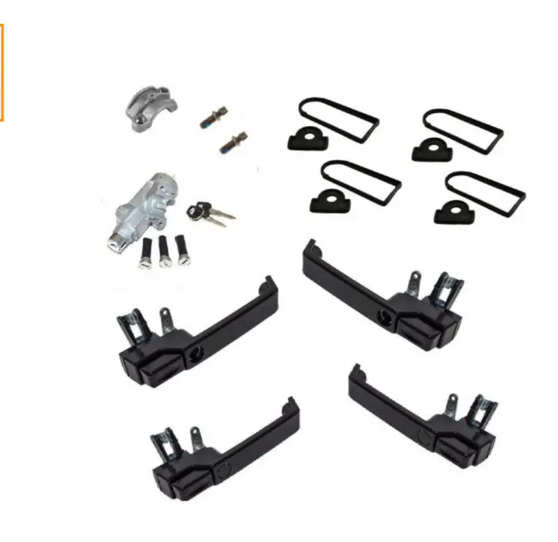 Defender Front And Rear Door Handle Kit - Gloss Black - Fits Defender Push Button Doors - Single Ignition Key For All Doors And Ignition 1