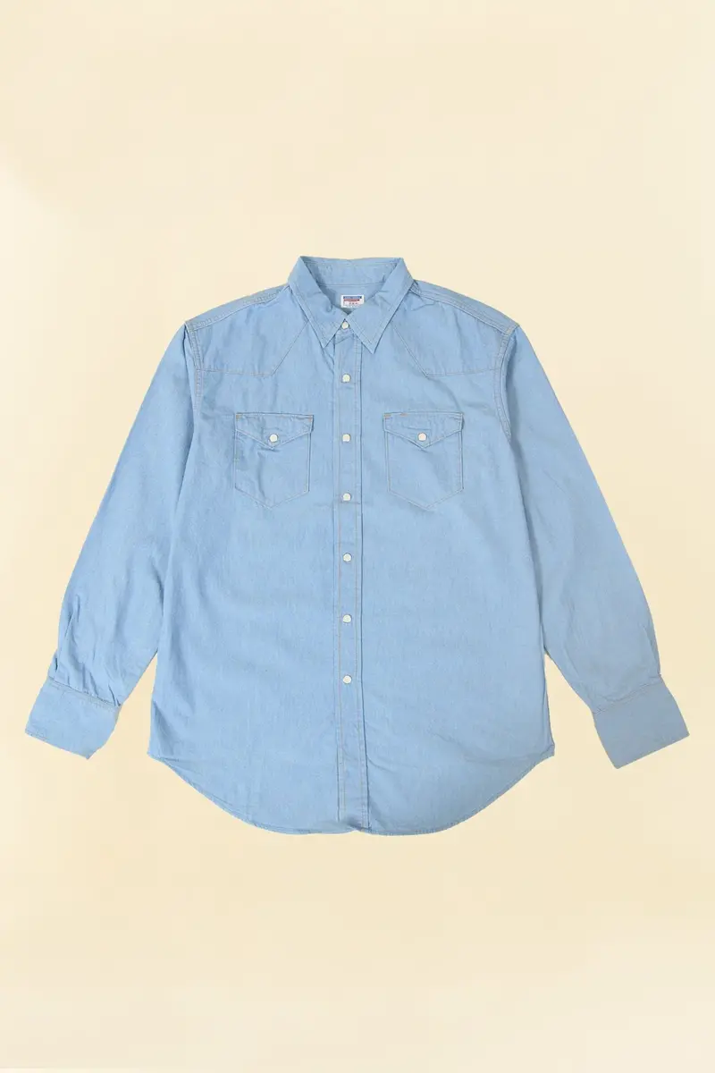 Dubble Works Lot. 43001 Western Shirt - Sax Blue 1