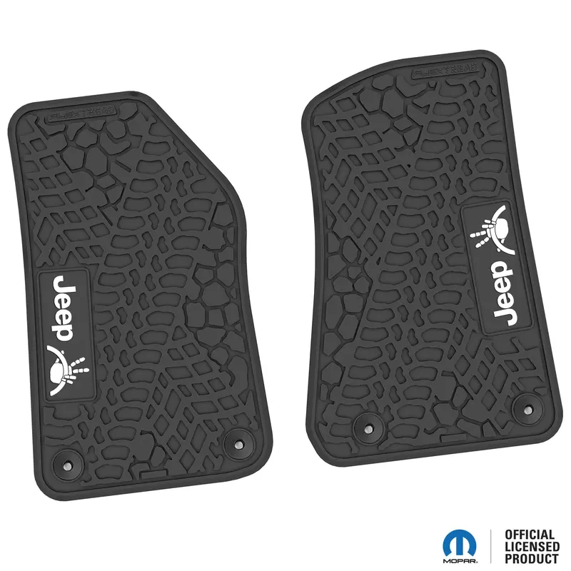 Flex Tread  Jl/Jt用 フロアマット (フロントのみ) | Jeep Wave & ステアリングロゴ入り 1