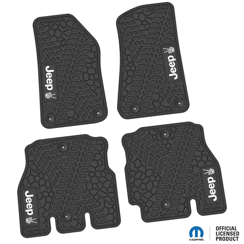 Flex Tread Jl用 フロアマット (フロント&リア) | Jeep Peace Sign ロゴ入り 1