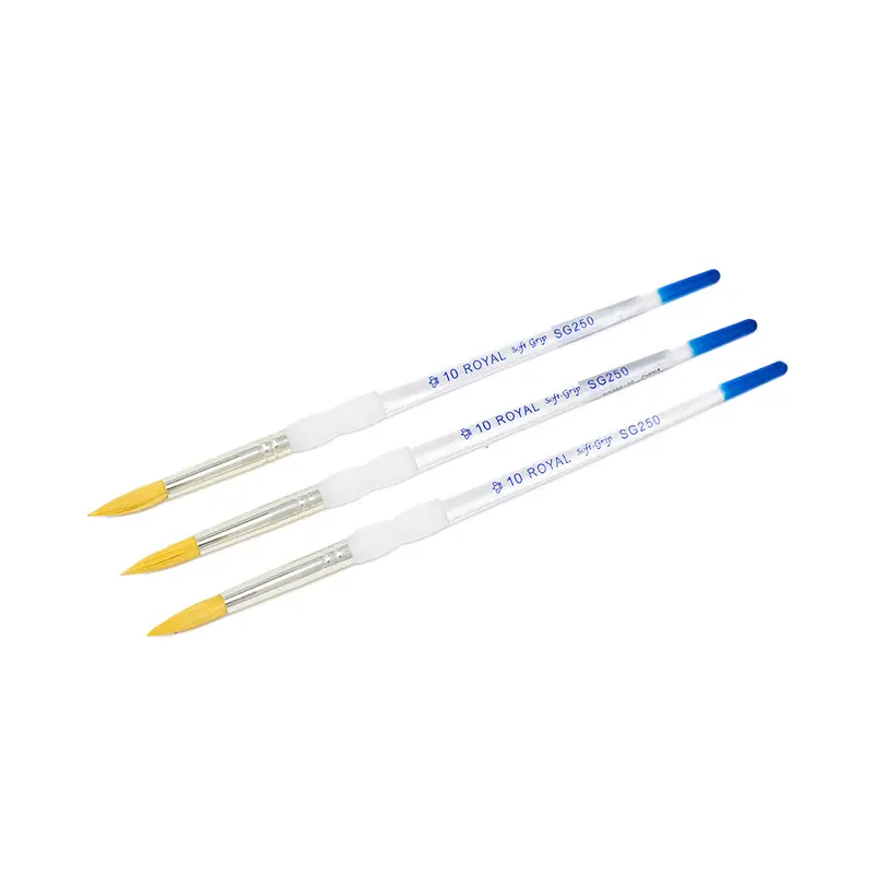 Gold Taklon #10 Pack Of 3 Brushes For Acrylic And Tempera 1