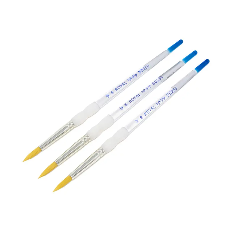 Gold Taklon #8 Pack Of 3 Brushes For Acrylic And Tempera 1