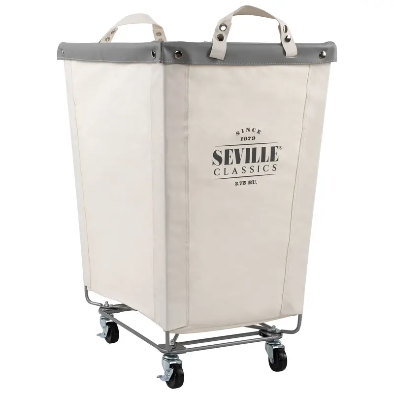 Heavy-Duty Rolling Laundry Hamper, Natural White 1