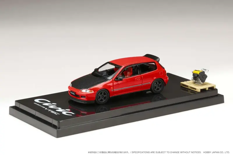 Hobby Japan 1:64 Honda Civic (Eg6) Customized Version With Engine Display In Red 1