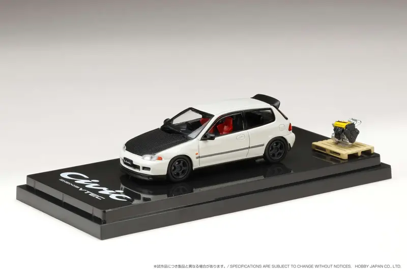 Hobby Japan 1:64 Honda Civic (Eg6) Customized Version With Engine Display In White 1