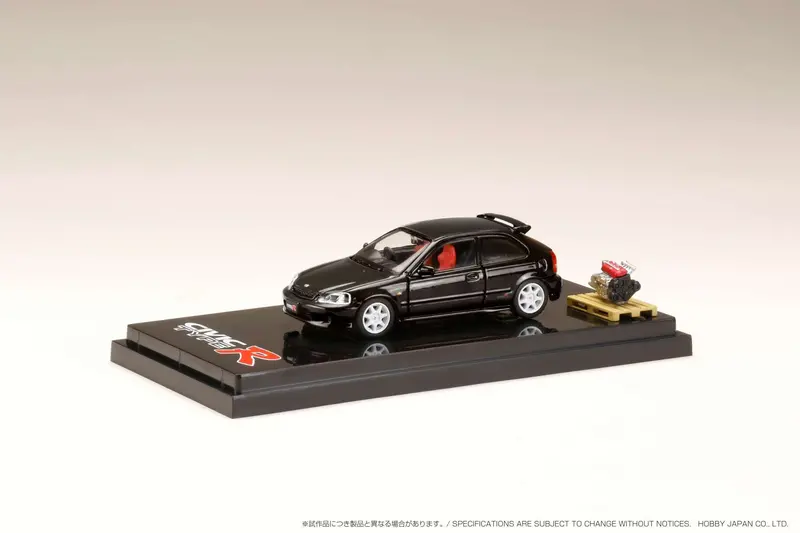 Hobby Japan 1:64 Honda Civic (Ek9) Type-R In Starlight Black Pearl With Engine Display 1
