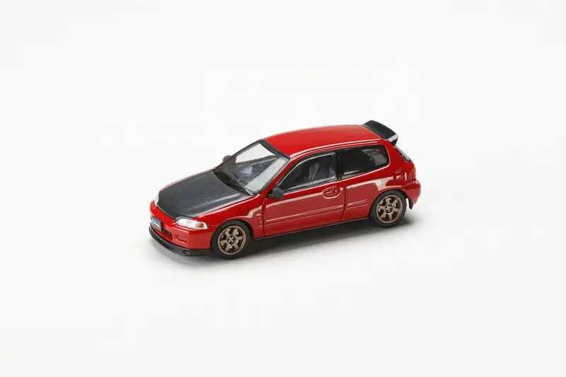 Hobby Japan 1:64 Honda Civic Sir-Ii (Eg6) In Milano Red With Carbon Bonnet 1