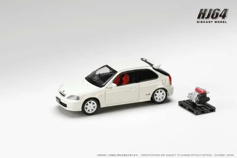 Hobby Japan 1:64 Honda Civic Type-R (Ek9) Early Version In Championship White With Engine Display 1