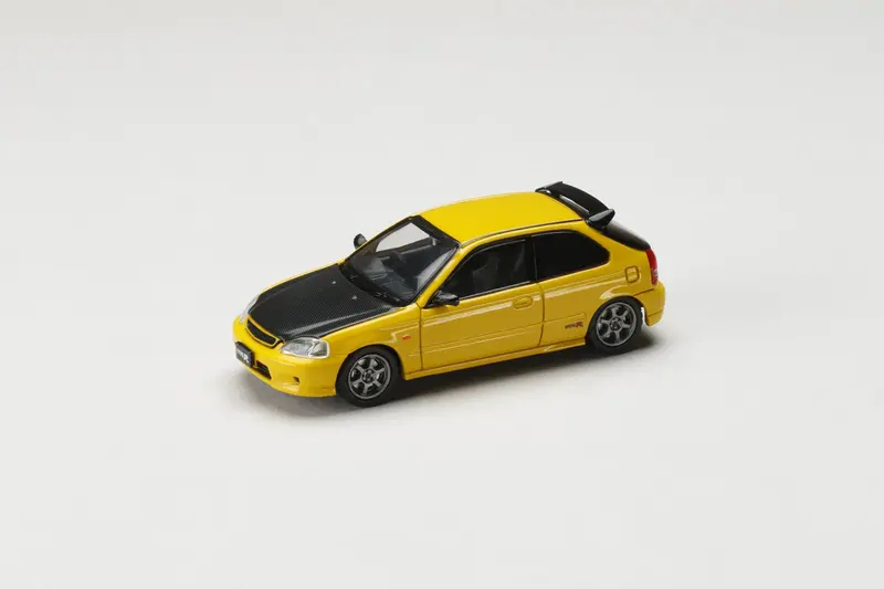 Hobby Japan 1:64 Honda Civic Type-R (Ek9) In Sunlight Yellow With Carbon Bonnet 1
