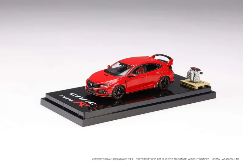 Hobby Japan 1:64 Honda Civic Type-R (Fk8) 2017 With Engine Display Model In Flame Red 1