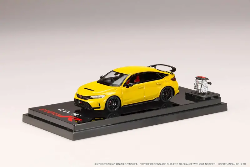 Hobby Japan 1:64 Honda Civic Type-R (Fl5) With Engine Display Model In Custom Yellow 1