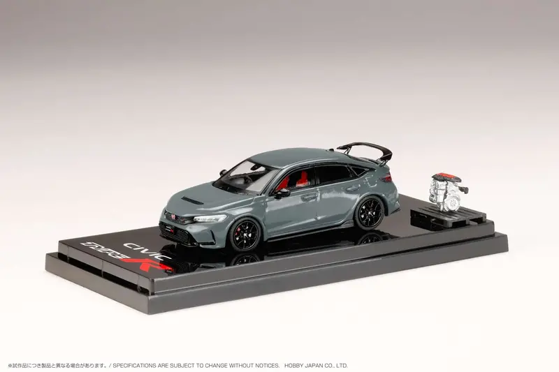 Hobby Japan 1:64 Honda Civic Type-R (Fl5) With Engine Display Model In Sonic Gray Pearl 1
