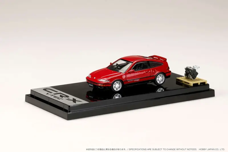 Hobby Japan 1:64 Honda Cr-X Sir (Ef8) 1989 With Engine Display Model In Red Pearl 1