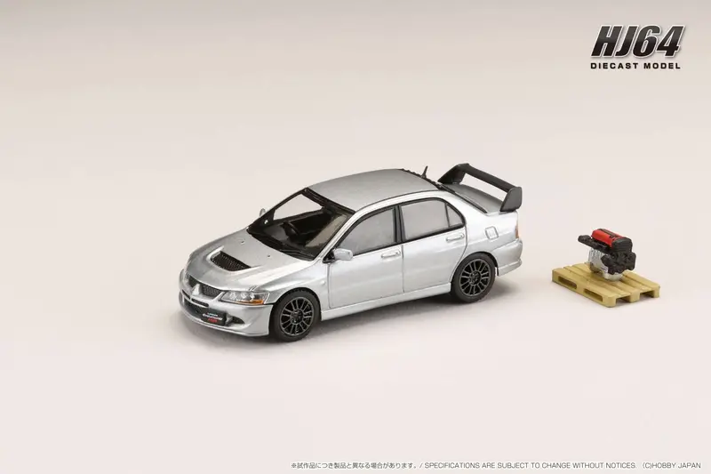 Hobby Japan 1:64 Mitsubishi Lancer Evo 8 Mr Gsr With Engine Display Model In Cool Silver Metallic 1