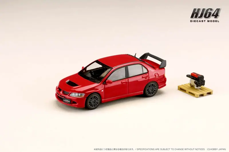 Hobby Japan 1:64 Mitsubishi Lancer Evo 8 Mr Gsr With Engine Display Model In Solid Red 1