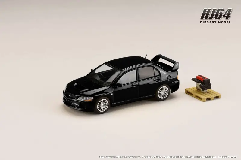 Hobby Japan 1:64 Mitsubishi Lancer Evo 9 Gsr With Engine Display Model In Black Mica 1
