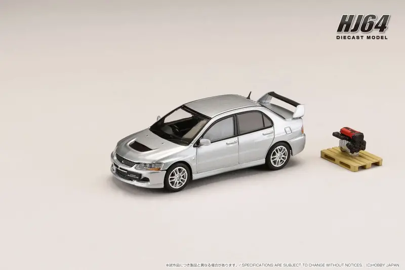 Hobby Japan 1:64 Mitsubishi Lancer Evo 9 Gsr With Engine Display Model In Cool Silver Metallic 1