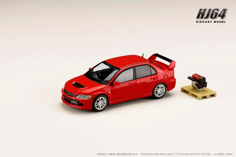 Hobby Japan 1:64 Mitsubishi Lancer Evo 9 Gsr With Engine Display Model In Solid Red 1