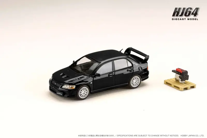 Hobby Japan 1:64 Mitsubishi Lancer Gsr Evo 7 In Amethyst Black Pearl With Engine Display 1