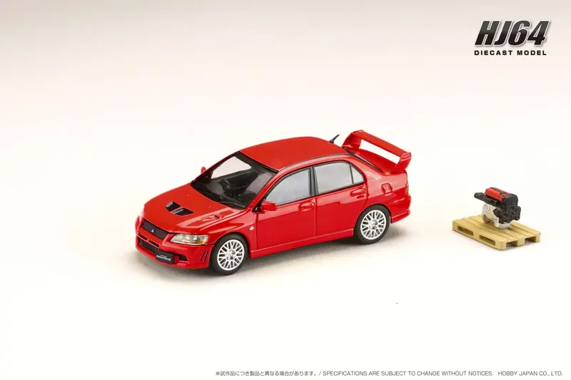 Hobby Japan 1:64 Mitsubishi Lancer Gsr Evo 7 In Palmer Red With Engine Display 1