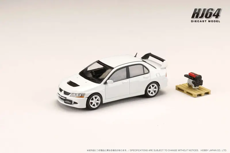 Hobby Japan 1:64 Mitsubishi Lancer Gsr Evo 8 In Solid White With Engine Display 1