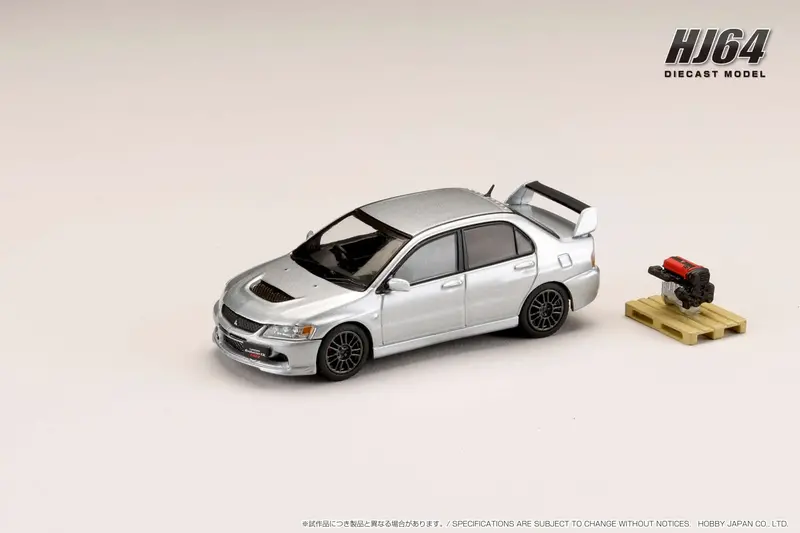 Hobby Japan 1:64 Mitsubishi Lancer Gsr Evo 9 Mr In Cool Silver Metallic With Engine Display 1