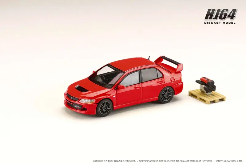 Hobby Japan 1:64 Mitsubishi Lancer Gsr Evo 9 Mr In Solid Red With Engine Display 1