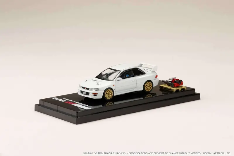 Hobby Japan 1:64 Subaru Impreza 22B Sti Version (Gc8改) With Ej Engine Display In Fether White 1