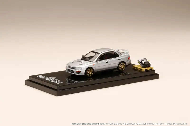 Hobby Japan 1:64 Subaru Impreza Wrx (Gc8) 1992 With Engine Display Custom Version In Silver Metallic 1