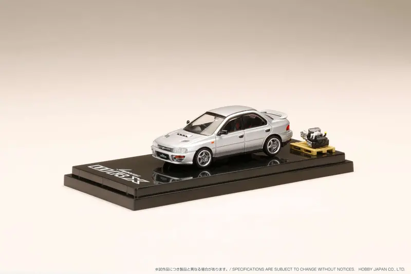Hobby Japan 1:64 Subaru Impreza Wrx (Gc8) 1992 With Engine Display In Silver Metallic 1