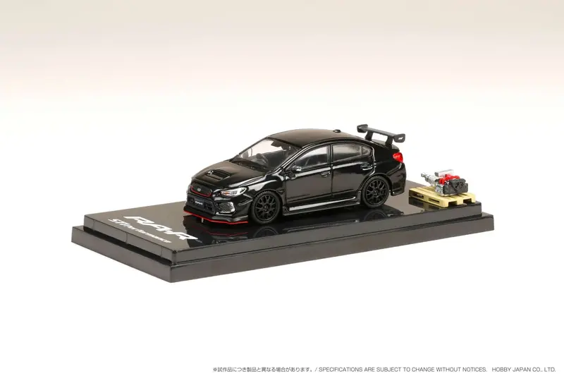 Hobby Japan 1:64 Subaru Wrx Sti Ra-R Full-Option / With Engine Display Model In Crystal Black Silica 1
