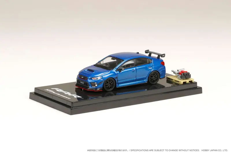 Hobby Japan 1:64 Subaru Wrx Sti Ra-R Full-Option / With Engine Display Model In Wr Blue Pearl 1