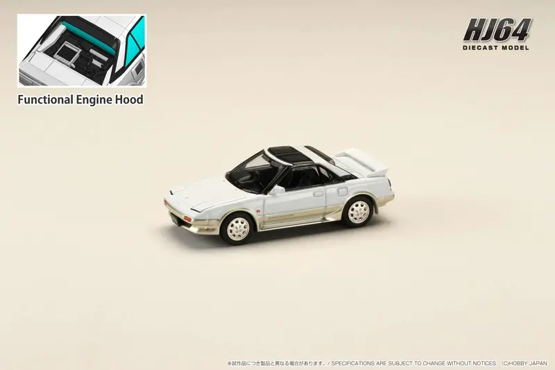 Hobby Japan 1:64 Toyota Mr2 1600G-Limited Supercharged 1988 Super Edition T-Top In White / Beige Metallic 1