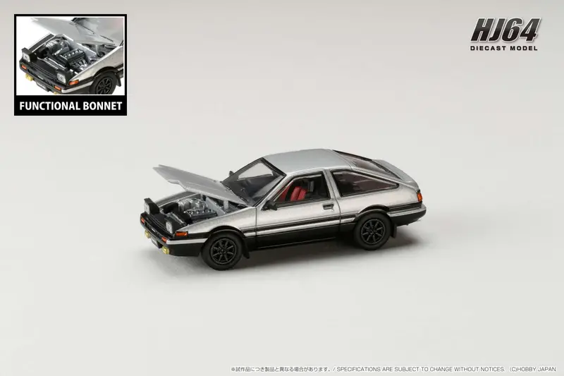 Hobby Japan 1:64 Toyota Sprinter Trueno Gt Apex (Ae86) Custom Version In Silver / Black 1
