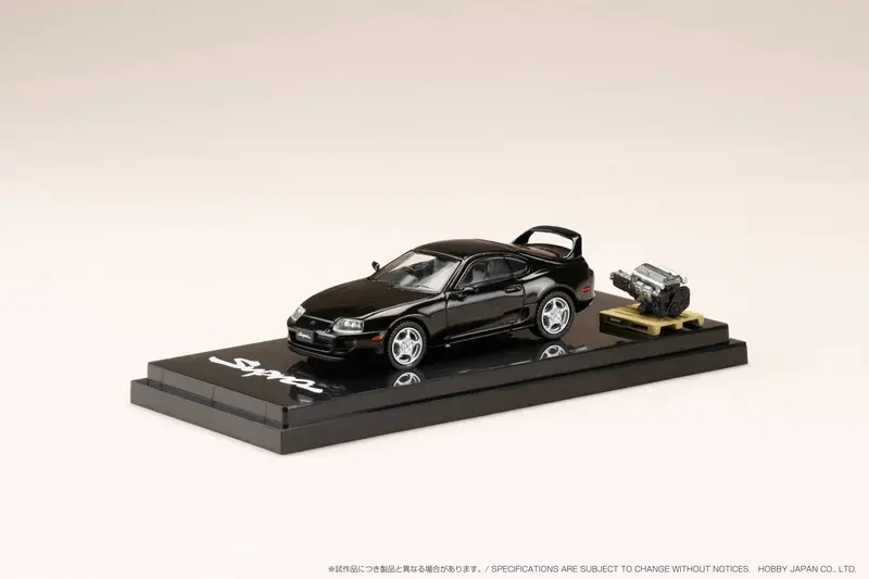 Hobby Japan 1:64 Toyota Supra Rz (A80) In Black With Engine Display Model 1