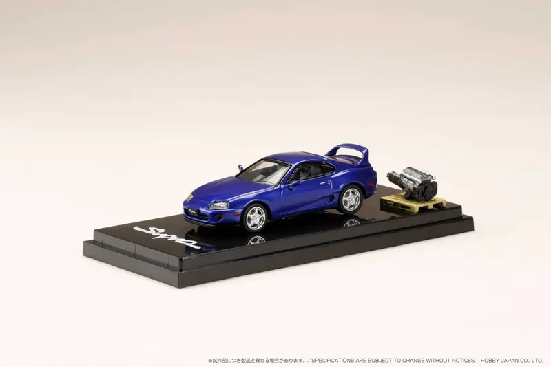Hobby Japan 1:64 Toyota Supra Rz (A80) In Blue Mica Metallic With Engine Display Model 1